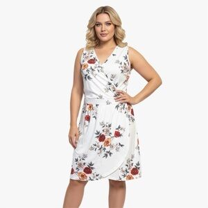 ➕ NWOT MSBasic Floral Print Sleeveless Faux Wrap Dress Womens Plus Size XXL